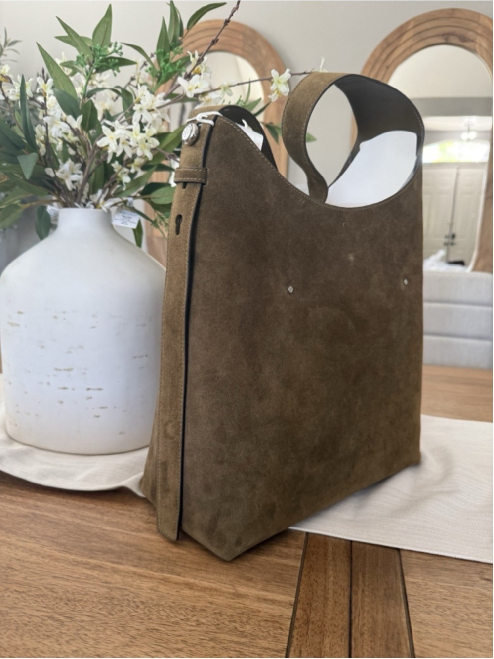 New Tory Burch Romy Olive Suede Hobo Bag I Deep Olive - Picture 11 of 16